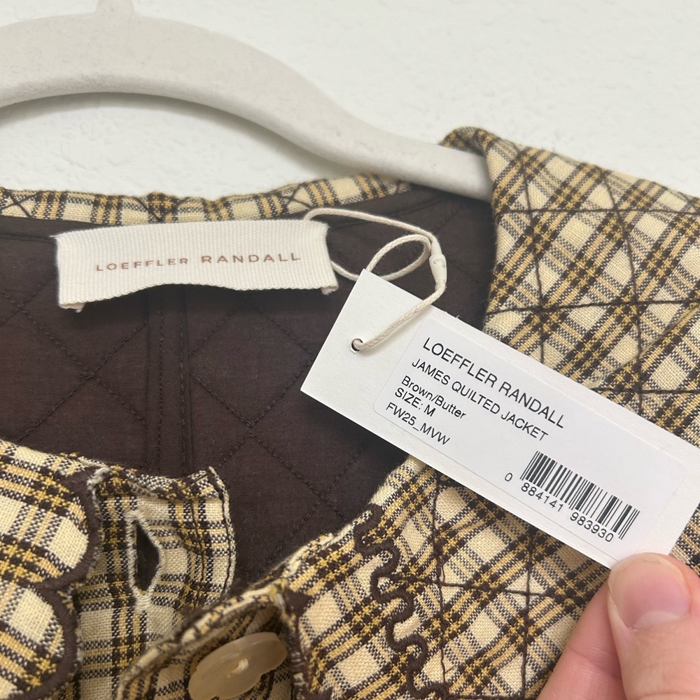NWT Loeffler Randall James Quilted Jacket in Brown / Butter - Picture 5 of 7